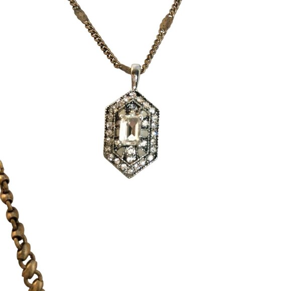 Multi Layer Necklace With Crystal Pendants Gold-Tone Chains Chloe + Isabel - Picture 5 of 10